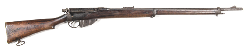 N.S.W. ISSUE ENFIELD M.L.E. MK I B/A SERVICE RIFLE: 303 Cal; 10 shot; 30.2" barrel; p. bore; std sights, missing rear post lobbing sight & fittings; receiver ring marked with ROYAL CYPHER V.R. ENFIELD 1896 L.E.I; light surface rust to all metal; f to g st