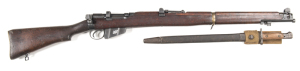 LITHGOW S.M.L.E. MKIII* B/A SERVICE RIFLE: 303 Cal; 25.2" barrel; f to g bore; std sights & fittings; receiver ring marked M.A.LITHGOW S.M.L.E. III* & dated 1942; vg profiles; blue/grey finish to all metal; g. stock with minor bruising; complete with bayo