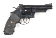 SMITH & WESSON MOD 29 REVOLVER: 44 Magnum; 6 shot fluted cylinder; 102mm (4") barrel; vg bore; std sights with bead missing from front sight; std barrel markings with address & S&W trade mark to rhs of frame; vg profiles & clear markings; retaining 95% or