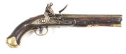 BRITISH EAST INDIA COMPANY LIGHT DRAGOON FLINTLOCK PISTOL: 650 Cal; 9" barrel; g. bore; The Gunmaker's Company London proofs to the breech plus W.M.; borderline engraved lock dated 1809 to the heel plus the Rampant Lion trade mark of the E.I.C.; fitted wi