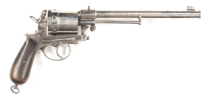 MONTENEGRIN GASSER OPEN FRAME C/F REVOLVER: 11.3x36 Cal; 6 shot non-fluted cylinder; 246mm (9¾") rnd barrel; g. bore; std sights with Imperial cypher over N1 to the breech; R.Gasser's patent & GUSS STAHL to lhs barrel lug; lhs of frame marked R.G. ROYAL C