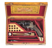 CASED LONDON ARMOURY CO WEBLEY SOLID FRAME C/F REVOLVER: 442 Cal; 6 shot non fluted cylinder; 114mm (4½") oct barrel; f to g bore; std sights & struck with London proofs; WEBLEY'S PATENT to lhs barrel lug; top strap inscribed LONDON ARMOURY CO JAS KERR &