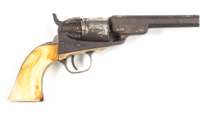 COLT 1849 POCKET NAVY CONVERSION REVOLVER: 38 RF; 5 shot non fluted cylinder; 114mm (4½") oct barrel made without ejector; std sights; one line New York address & Colt Patent to lhs of frame; slight wear to profiles, address & marking; drk grey finish to 