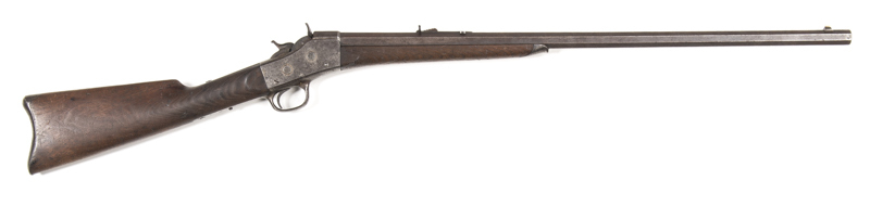 REMINGTON NO.1 ROLLING BLOCK SPORTING RIFLE: 32/20 R/F Cal; s/shot; 28½" octagonal barrel; f to g bore; std sights & one line Remington address to top barrel flat; Patent dates to lhs of action; slight wear to profiles; clear address & patent dates; grey