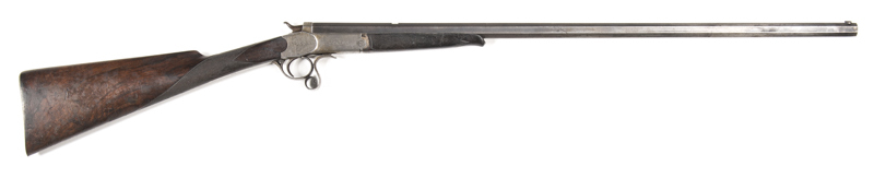 PERKES PATENT BREAK OPEN ROOK RIFLE: 380 Rook; 29" octagonal barrel; blade front sight, rear sight missing; f. to g bore; borderline & foliate engraved frame, t/guard & barrel lever; g. profiles & clear engraving; blue/grey finish to barrel; frame retains
