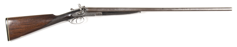 MORTIMER & SONS HAMMER SxS SHOTGUN: 20G; tight on the face; g. bores; faint address to top rib; fine English engraving to locks with MORTIMER & SON within banners to both sides of action & engraved ensuite; g. profiles & clear engraving; silver grey finis