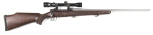 TIKKA MODEL LSA55 B/A C/F RIFLE: 22-250 Rem; 5 shot mag; 24”stainless barrel by David Kerr; exc bores; blacked finish to receiver & magazine; frosted finish to barrel; g. profiles; chequered wrist & forend with horn cap; LOP 13”, weight 2.7kgs; gwo & cond