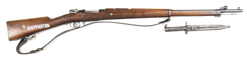 SWEDISH M.1896 MAUSER INFANTRY RIFLE: 6.5x55; 5 shot mag; 28.5” barrel; g. bore; std sights & fittings; breech marked with Swedish crown CARL GUSTAFS STADS GEVARSFAKTORI & dated 1905; vg profiles & clear markings; 85% original blue finish to barrel, recei