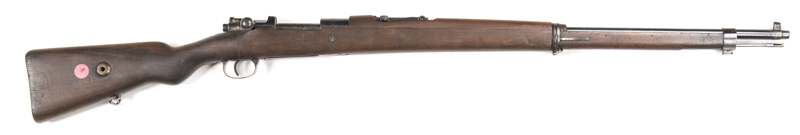 TURKISH MAUSER MODEL 1903/38 B/A SERVICE RIFLE: 7.92x57; 5 shot mag; 28.25” barrel; f to g bore; std sights & fittings; ASFA T*C ANKARA & crescent moon & dated 1937; g. profiles & clear markings; vg blue finish to barrel, fittings & receiver; vg stock wit