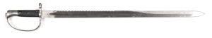 BRITISH PATTERN 1879 ARTILLERY SAWBACK SWORD BAYONET: g. 25.75" blade with WDá inspection stamps to the ricasso; vg bar hilt & knurled black leather grips with àSß stamps to the pommel; n/s; g. cond.