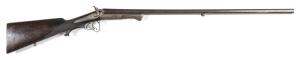 BELGIUM, FORWARD UNDER LEVER N.E. SxS GAME GUN: 16G; tight on the face; 30.5" damascus barrels; f to g bores with small dent to lhs barrel 19" from the muzzle; std sights; hounds & foliage engraved to each lock; horn extension to steel t/guard with scroll