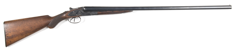 HOLLOWAY & CO S.L.N.E. SxS GAME GUN: 12G; 2¾” chamber; 30" barrels; tight on the face; choked CYL & MOD; machine cut rib; f. bores; std sights; g. profiles & clear markings; re-blacked finish to all metal; g. chequered pistol grip stock; 14" LOP, 3.2kgs w