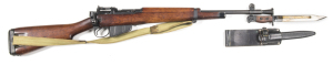 ENFIELD NO.5 MKI B/ACTION JUNGLE CARBINE: 303 Cal; 10 shot mag; 20.5" barrel; g. bore; std sights & fittings; side rail marked SPF339 & NO5 MKI Ro.F. (F) 7/45; lhs receiver ring marked W9141 ENGLAND; vg profiles & clear markings; retaining 85% original bl