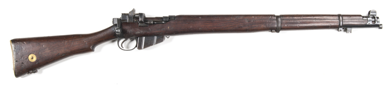 BRITISH ENFIELD MK5 B/A SERVICE RIFLE: 303 Cal; 10 shot mag; 25.2" barrel; vg bore; std sights & fittings; receiver ring marked G.R., ROYAL CYPHER ENFIELD 1923 SHT L.E.V.; g. profiles & clear markings; thinning blue finish to all metal; g. original stock