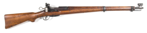 SWISS HAMMERLI SCHMIDT-RUBIN ACTION STRAIGHT PULL TARGET RIFLE: 7.5x55;6 shot; 24" barrel; g. bore; rear side mounted adjustable peep sight; breech marked HAMMERLI LENZBURG-SCHWEIZ; sharp profiles & clear markings; blacked finish to muzzle, receiver, t/gu