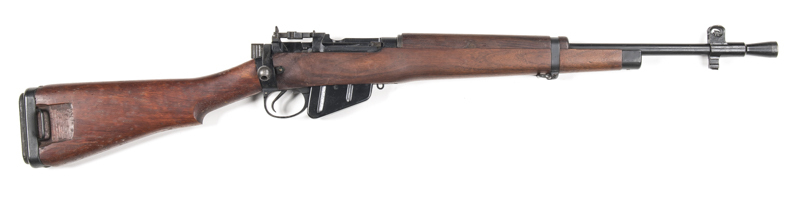 ENFIELD NO.5 MKI B/A JUNGLE CARBINE: 303 Cal; 10 shot mag; 20.5" barrel; vg bore; std sights & fittings; side rail marked NO 5 MK I; lhs of receiver ring dated 1947 BK.2934 ENGLAND; sharp profiles & clear markings; 95% original blacked finish remains to b