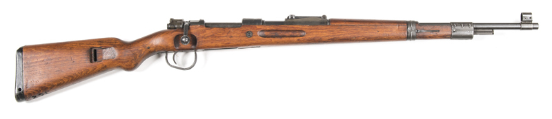 ISRAELI K98K MAUSER B/A SERVICE RIFLE: 7.62 Cal; 5 shot mag; 23" barrel; g. bore; std sights & fittings; 7.62 & SWP45 to the breech; turned down bolt; g. profiles & clear markings; 75% grey parkerised finish to all metal; g. stock; gwo & cond. #891 matchi