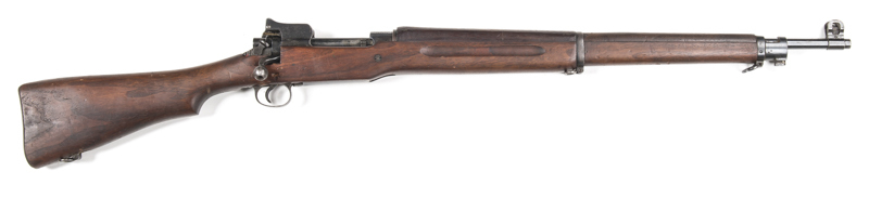 U.S. EDDYSTONE M17 B/A SERVICE RIFLE: 30-06; 5 shot mag; 26" barrel; vg bore; std sights & fittings; flaming bomb motif & 4-18 to the muzzle; breech marked U.S. MODEL OF 1917 EDDYSTONE 520642; flaming bomb motif to side rail; vg profiles & clear markings;