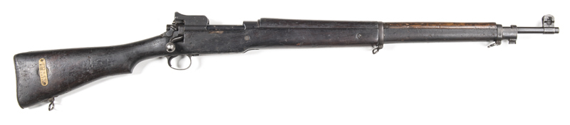 BRITISH EDDYSTONE P14 B/A SERVICE RIFLE: 303 Cal; 5 shot mag; 26" barrel; f to g bore; std sights & fittings; breech marked RE & 07734; British acceptance proofs to lhs of breech; slight wear to profiles & clear markings; thinning matt blue finish to muzz