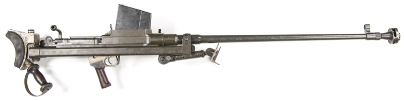 BRITISH BOYS MK.I B/A ANTI-TANK RIFLE: .55 Cal; 5 shot box mag; 36" barrel; vg bore; std sights, muzzle brake, monopod firing support & heavily padded butt; receiver marked R.B. MKI; vg profiles & clear markings; thinning khaki military finish to relevant