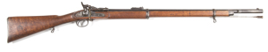 TOWER SNIDER ENFIELD VOLUNTEER SHORT RIFLE: 577 Cal; s/shot; 30.5" barrel; vg bore; std sights; bayonet stud to barrel; lock plate marked ROYAL CYPHER, TOWER & dated 1871; with a MKIII breech & locking latch; blue/grey finish to barrel, breech, furniture 