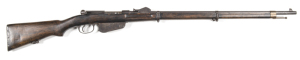 AUSTRIAN MANNLICHER MODEL 1888 STRAIGHT PULL INFANTRY RIFLE: 8x50R Cal; 5 shot box mag; 30.1" barrel; g. bore; std sights & bayonet stud to front barrel band; OE WG to the breech; g. profiles & markings; blue/plum finish to barrel, receiver, magazine & t/