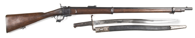 ALEXANDER HENRY SHORT KNOX FORM B/L VOLUNTEER RIFLE: 450x577 Cal; 33.2" barrel; f to g bore with sharp rifling; std sights & bayonet stud to front band; HENRY'S PATENT RIFLING marked forward of the breech; action marked W.R.A. & A Co., dated 1871 & VP.027