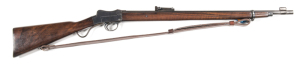 B.S.A. N.S.W. ISSUE B.S.A. MARTINI CADET RIFLE: 310 Cal; 25.2" barrel; vg bore; std sights & fittings; N.S.W. & C of A markings to rhs of action; lhs B.S.A. & Trade mark; vg profiles & clear markings; thin blue finish to barrel & band; 70% blue to action 