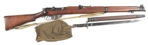 LITHGOW SMLE MK3* B/A SERVICE RIFLE: 303 Cal; 10 shot mag; 25.2" barrel; vg bore; std sights & fittings; receiver ring marked M.A. LITHGOW SMLE III* & dated 1941; sharp profiles & clear markings; rifle retains 85% original War-time finish to all metal; vg