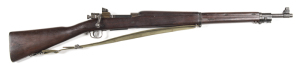 U.S. REMINGTON MODEL 03-A3 B/A SERVICE RIFLE: 30-06 Cal; 5 shot mag; 24" barrel; g. bore; std sights & fittings; breech marked U.S. REMINGTON MODEL 03-A3 & s/n 3886969; R.A. flaming bomb motif & 6-43 to the muzzle; sharp profiles & clear markings; thinnin