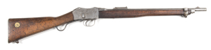 W.W. GREENER MARTINI ACTION CARBINE: 303 Cal; s/shot; 21" barrel; f to g bore; std sights & bayonet stud to front band; G.R., ROYAL CYPHER & W.W. GREENER to rhs of action; wear to profiles; clear action markings; silver grey finish to all metal; f to g st