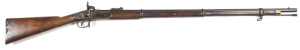 BRITISH PATTERN 1853 ENFIELD PERCUSSION RIFLE: .577" Cal; 39" barrel with regulation sights, secured with 3 solid bands & springs; p to f bore; regulation lock with Crowned VR to tail & TOWER 1855; regulation brass furniture, B/894/13 REG to butt tang; mo