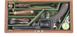 CSD JOSEPH HARKOM, ADAMS MOD.1851 PERCUSSION REVOLVER: 54 bore; 5 shot non fluted cylinder; 145mm (5¾") oct barrel; side mounted loading lever, London proofs & LAC near breech; top strap & barrel flat marked JOSEPH HARKOM, GUN MAKER, 22 PRINCES ST EDINGUR