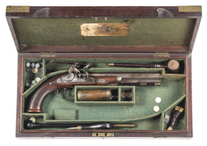 CSD STEVEN'S 1/2 STOCKED F’ LOCK OFFICER'S PISTOL: 550 Cal; 9"octagonal barrel; std sights; top barrel flat inscribed STEVEN'S 43 HIGH HOLBORN LONDON; gold single band to the breech; stepped lock plate with bolted safety, decorated with foliate, sunburst 