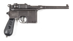 MAUSER C.96 SMALL RING S/A PISTOL: 7.63x25; 10 shot mag; 140mm (5½") barrel; f. bore; std sights; Mauser address to the breech & rhs of frame; wear to profiles, address & markings; Chinese characters to lhs of magazine, translated to "MADE IN GERMANY"; da