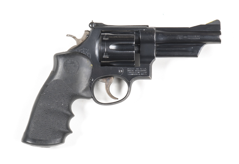 SMITH & WESSON MODEL 28-2 HIGHWAY PATROLMAN REVOLVER: 357 Magnum; 6 shot fluted cylinder; 102mm (4") barrel; g. bore; std sights; S&W address & Trade mark to rhs of frame; vg profiles & clear markings; 95% original blue finish remains with most losses to