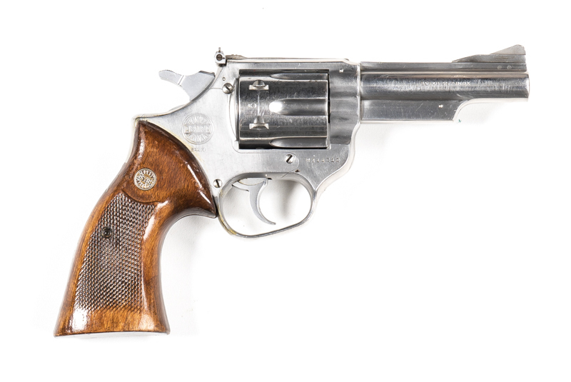 SPANISH ASTRA 357 DA STAINLESS STEEL REVOLVER: 357 Magnum; 6 shot fluted cylinder; 102mm (4") barrel; g. bore; std sights; Astra Trade mark to rhs of frame; Cal markings to both sides of barrel; g. profiles & clear markings; satin finish to frame, barrel,