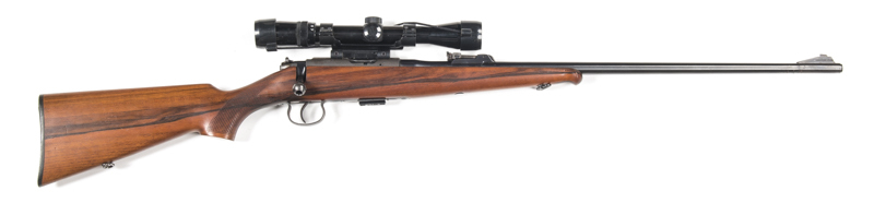 BRNO MOD.2 B/A R/F SPORTING RIFLE: 22 LR; 5 shot mag; 24.5" barrel; vg bore; std sights plus a Bushnell Sharp Shooter scope with g. optics; vg blacked finish to barrel & t/guard; matt grey to receiver; g. stock with minor marks; gwo & cond. #173409 Circa