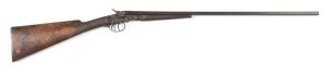 Wm.CASHMORE SxS HAMMER SIDE LEVER SHOTGUN: 410 Cal; 26" barrels; g. bores with areas of slight fine pitting; tight on the face; machine cut rib marked Wm CASHMORE MAKER BIRMINGHAM; g. profiles & clear address; plain action; brown/plum finish to barrels, a