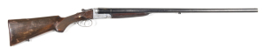 ITALIAN TONOLINI ROYAL SxS B.L.N.E. SHOTGUN: 12G; 2¾" chambers; 29.5" barrels choked FULL & FULL; g. bores; tight on the face; polished foliate engraved action under is the head of a hunting dog; g. profiles & clear markings & engraving; 80% original blac