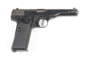 F.N. BROWNING MOD.22 S/A PISTOL: 7.65 Cal; 7 shot mag; 114mm (4½”) barrel; f to g bore; std sights; FN address & markings to lhs of slide; g. profiles & clear markings; 75% original blue finish remains with a few small areas of fine pitting to lhs of slid