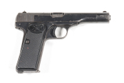 F.N. BROWNING MOD.22 S/A PISTOL: 7.65 Cal; 7 shot mag; 114mm (4½”) barrel; f to g bore; std sights; FN address & markings to lhs of slide; g. profiles & clear markings; 75% original blue finish remains with a few small areas of fine pitting to lhs of slid