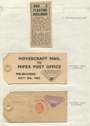 AUSTRALIA: Aerophilately & Flight Covers: 1963 MIPEX First Hovercraft Mail: study on exhibit pages with Ted Roberts' accepted artwork for the MIPEX illustrated souvenir cover, artwork proof & intaglio of the commemorative 'BP' cachet which was applied to - 8