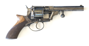 S.JACKSON. THOMAS PATENT REVOLVER: 380 C/F; 5 shot non fluted cylinder; 127mm (5") octagonal barrel; g. bore; small blade front sight; S.JACKSON NOTTINGHAM inscribed to top strap; THOMAS PATENT 779 to lhs of frame; vg profiles & clear markings; retaining 