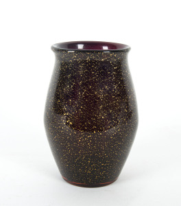 A Murano glass vase, amethyst with gold foil inclusions, Italian, circa 1950s, 17cm high