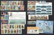 COCOS ISLANDS: 1963-2000s Collection on hagners mostly MUH with sets incl. 1963 Pictorials (plus 2/- & 2/3d used blocks of 4), 1979 Fish, 1982 Butterflies, 1985 Molluscs, 1987 Sailing se-tenant block of 20 with Cup-Pex marginal imprint, 1990 Flora M/S ove - 8