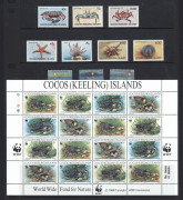 COCOS ISLANDS: 1963-2000 MUH collection incl. 1963 Set pre-decimal set, decimal definitive long sets with 1979 Fish, 1962 Butterflies, 1985 Molluscs, also 1992 WWF sheetlet of 16, etc; also Australia 1966 Definitives eight values with Cocos FDI cancels on - 7