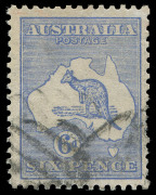 AUSTRALIA: Kangaroos - Second Watermark: 6d Ultramarine "Substituted cliche - Die IIA", used with postmark well clear of the weak outer frame break, opposite Broome. BW:18(1)ja - Cat.$6000 (SG.£3000).
