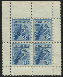 Australia: Other Pre-Decimals: 1928 (SG.106a) 3d Kookaburra M/S, few perfs separated, MUH, BW:133MS - Cat. $375.