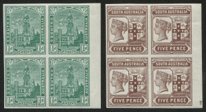 SOUTH AUSTRALIA: Colour Trials:1894-1906 Tannenberg 5d in brown, Imperforate blk.(4) with full gum, MUH.